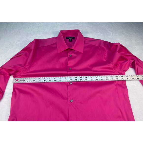 Aleani Slim Fit Mens Dress Shirt Long Sleeve Size M 15-15.5 Hot Pink (0085) - Picture 5 of 6